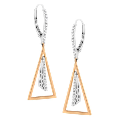 14K Rose and White Gold 3/8 Cttw Diamond Windchime Drop and Dangle Earrings (G - H Color, SI1 - SI2 Clarity) - Nobiliving