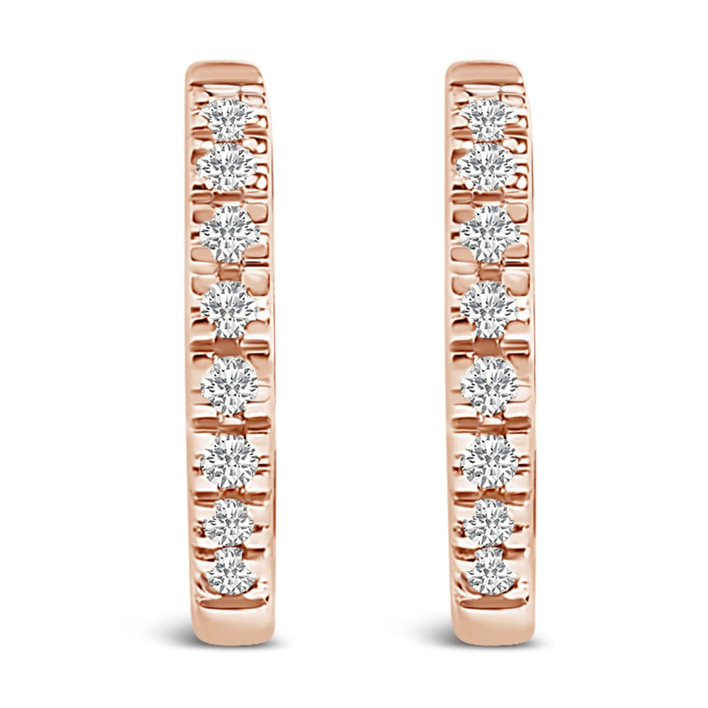 14K Rose Gold 1/5 CTW Diamond Huggie Hoop Earrings - Nobiliving