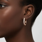 14K Rose Gold 1/5 CTW Diamond Huggie Hoop Earrings - Nobiliving