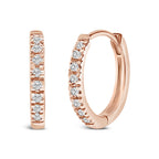 14K Rose Gold 1/5 CTW Diamond Huggie Hoop Earrings - Nobiliving