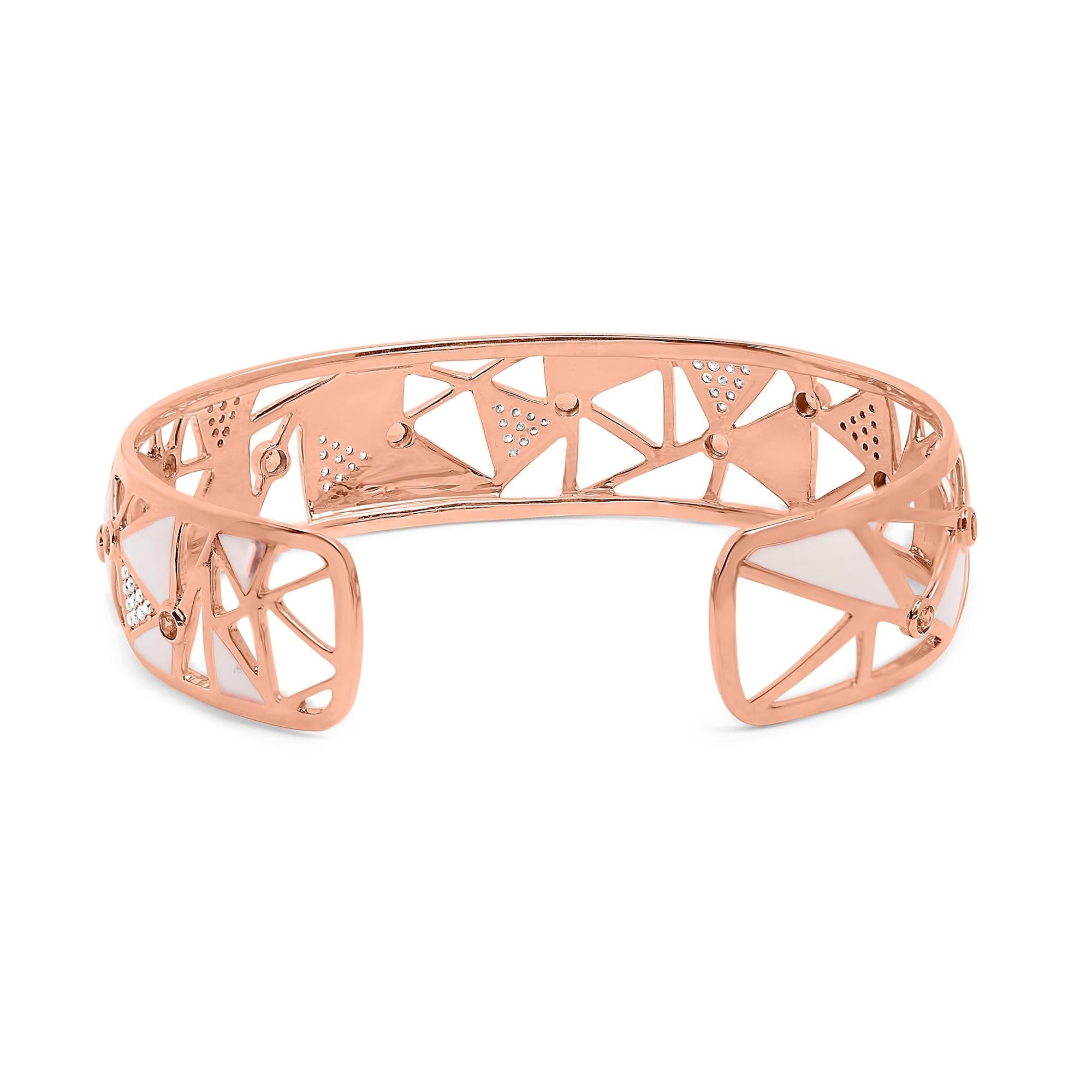 14K Rose Gold 5/8 Cttw Diamond with Pink Tourmaline Open Cuff Bangle - Nobiliving