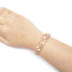 14K Rose Gold 5/8 Cttw Diamond with Pink Tourmaline Open Cuff Bangle - Nobiliving