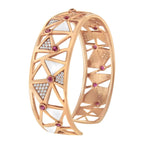 14K Rose Gold 5/8 Cttw Diamond with Pink Tourmaline Open Cuff Bangle - Nobiliving