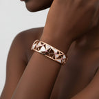 14K Rose Gold 5/8 Cttw Diamond with Pink Tourmaline Open Cuff Bangle - Nobiliving