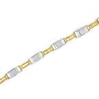14K Two-Tone Gold 1.00 Cttw Princess-Cut Diamond Chain Link Bracelet