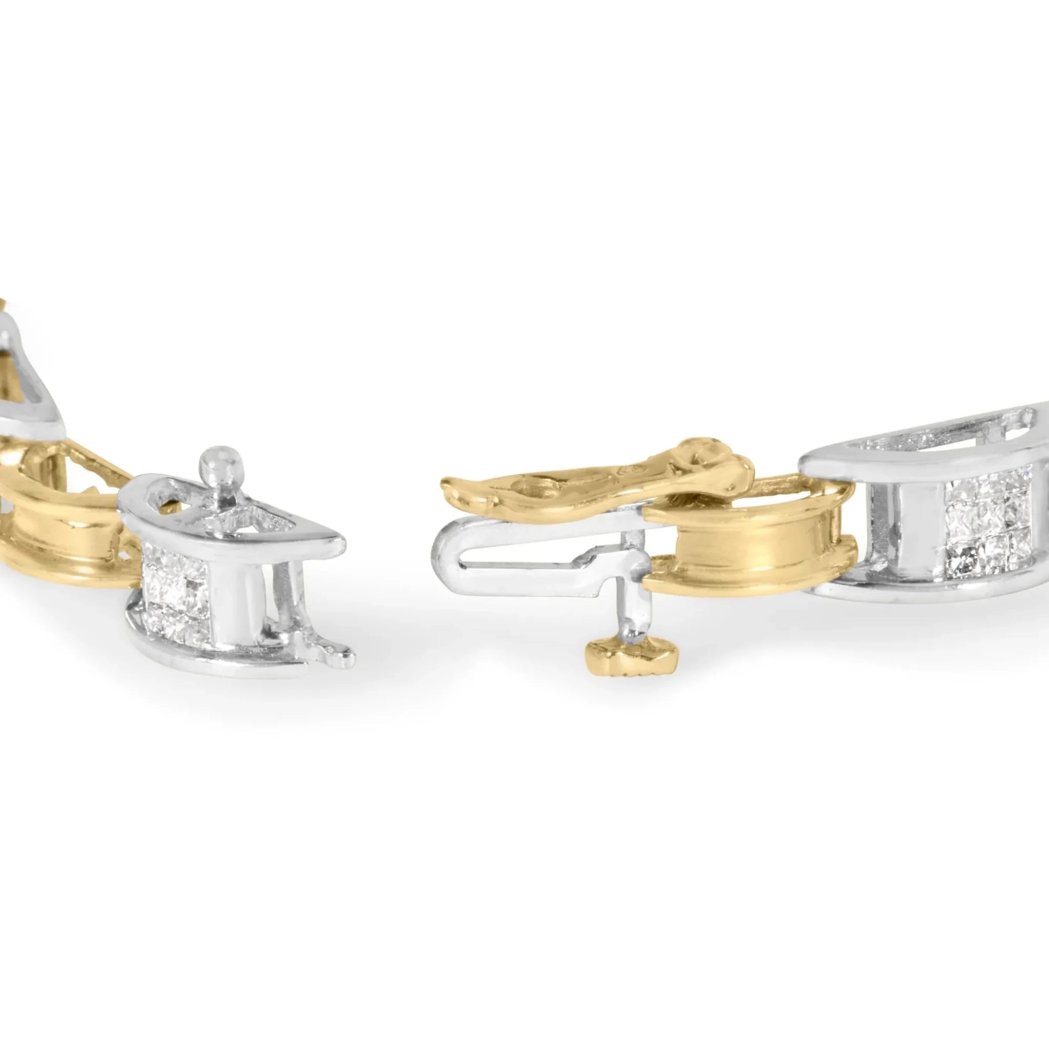 14K Two-Tone Gold 1.00 Cttw Princess-Cut Diamond Chain Link Bracelet