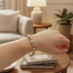 14K Two-Tone Gold 1.00 Cttw Princess-Cut Diamond Chain Link Bracelet