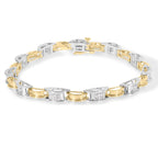 14K Two-Tone Gold 1.00 Cttw Princess-Cut Diamond Chain Link Bracelet