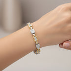 14K Two - Tone Gold Princess and Baguette-Cut Diamond Link Bracelet (3.00 cttw, H - I Color, SI1 - SI2 Clarity) - Nobiliving