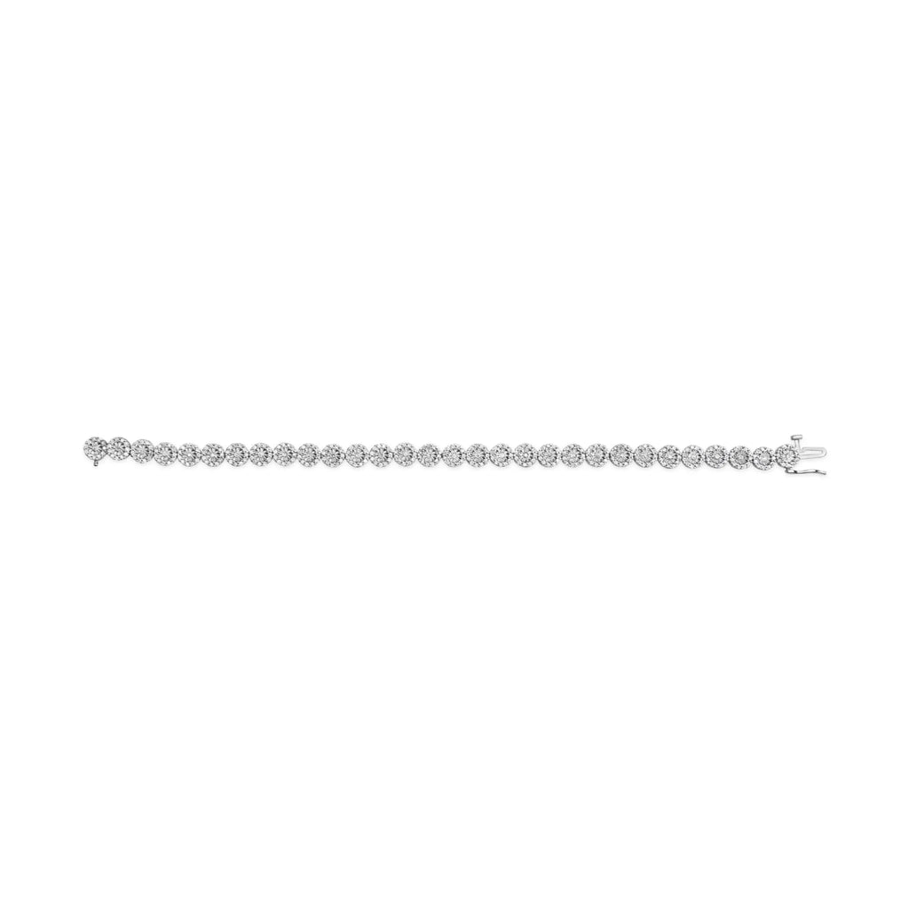14K White Gold 2 Carat Diamond Halo Link Tennis Bracelet