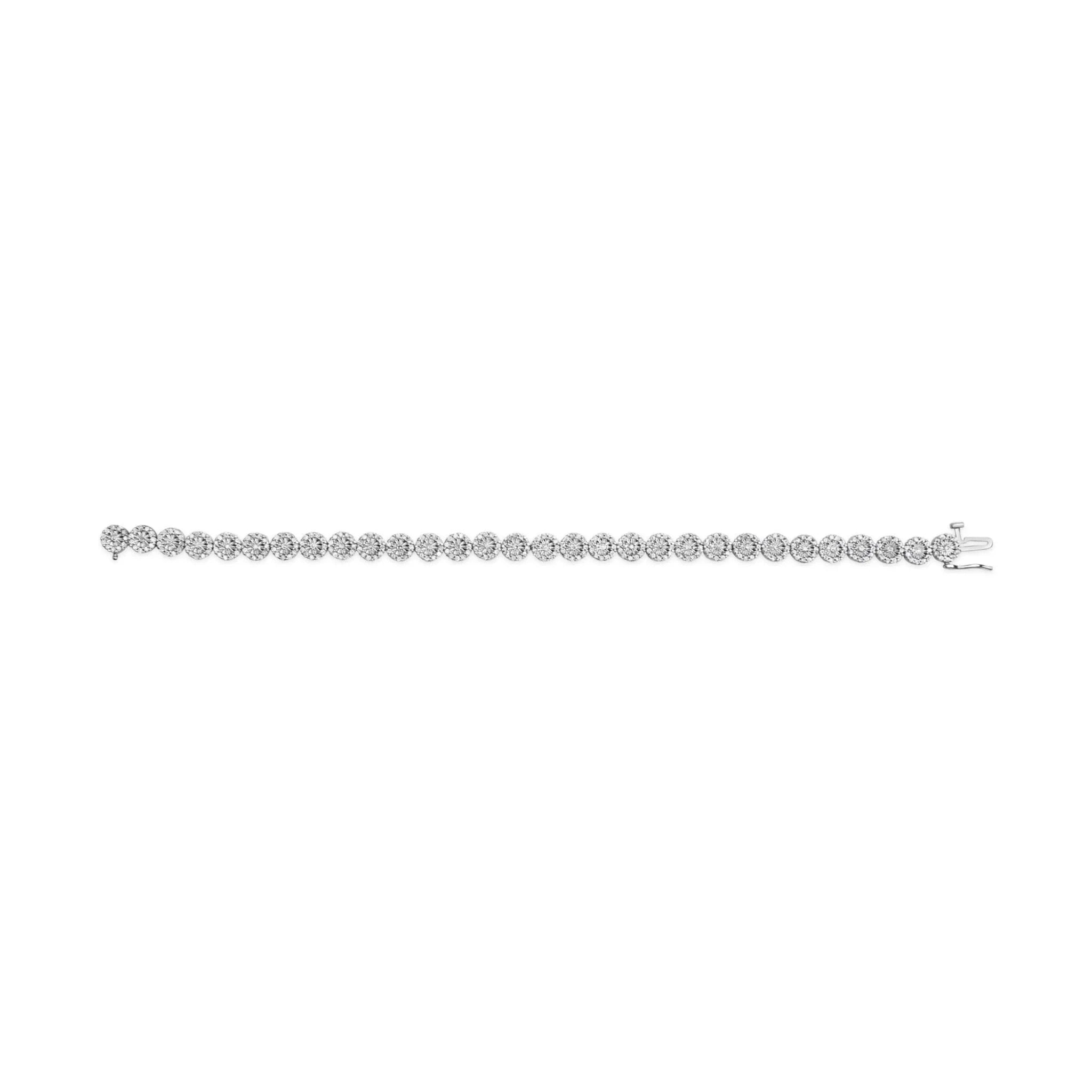 14K White Gold 2 Carat Diamond Halo Link Tennis Bracelet