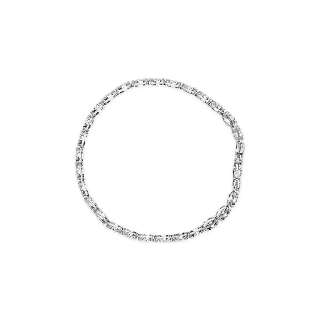 14K White Gold 2 Carat Diamond Halo Link Tennis Bracelet