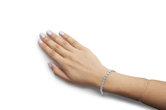 14K White Gold 2 Carat Diamond Halo Link Tennis Bracelet