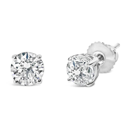 14K White Gold 3.0 Cttw Lab Grown Diamond Solitaire Stud Earrings