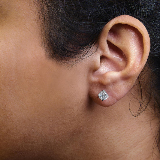 14K White Gold 3.0 Cttw Lab Grown Diamond Solitaire Stud Earrings - Nobiliving