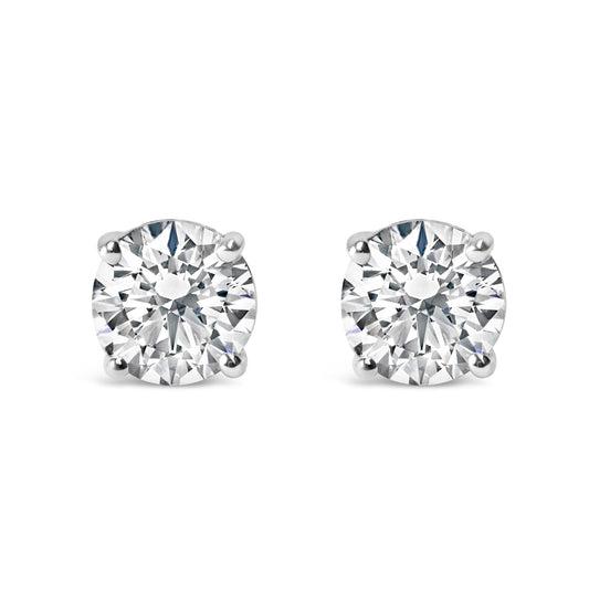 14K White Gold 3.0 Cttw Lab Grown Diamond Solitaire Stud Earrings - Nobiliving