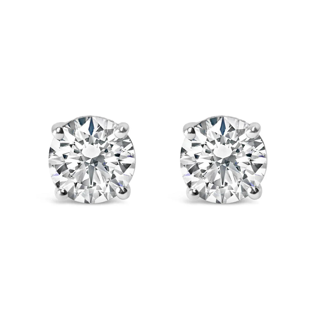 14K White Gold 3.0 Cttw Lab Grown Diamond Solitaire Stud Earrings