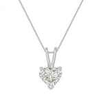 14K White Gold Heart Shaped Solitaire Diamond Necklace