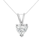 14K White Gold Heart Shaped Solitaire Diamond Necklace