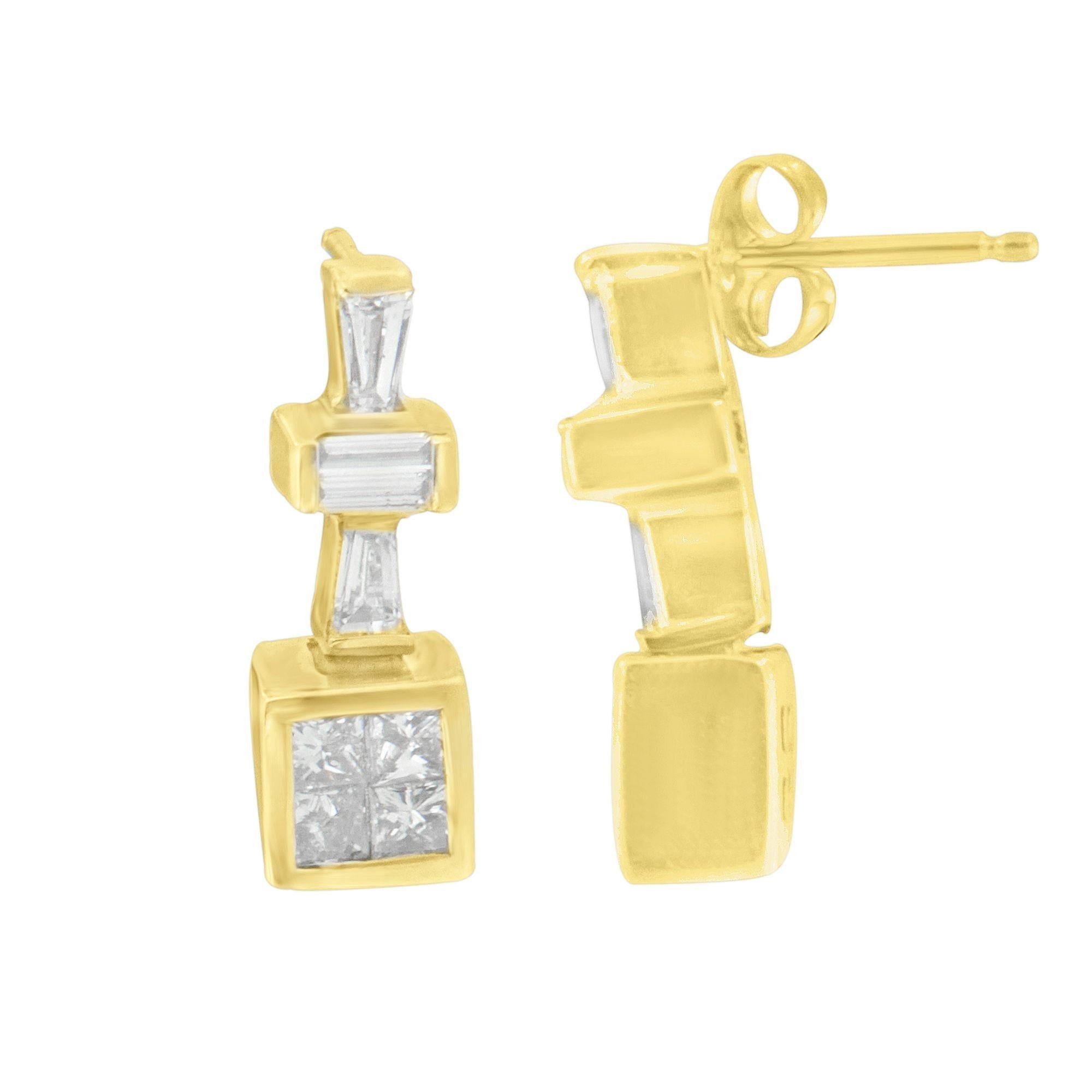 14K Yellow Gold 1/13 cttw Diamond Hoop Earrings (G - H, VS1 - VS2) - Nobiliving