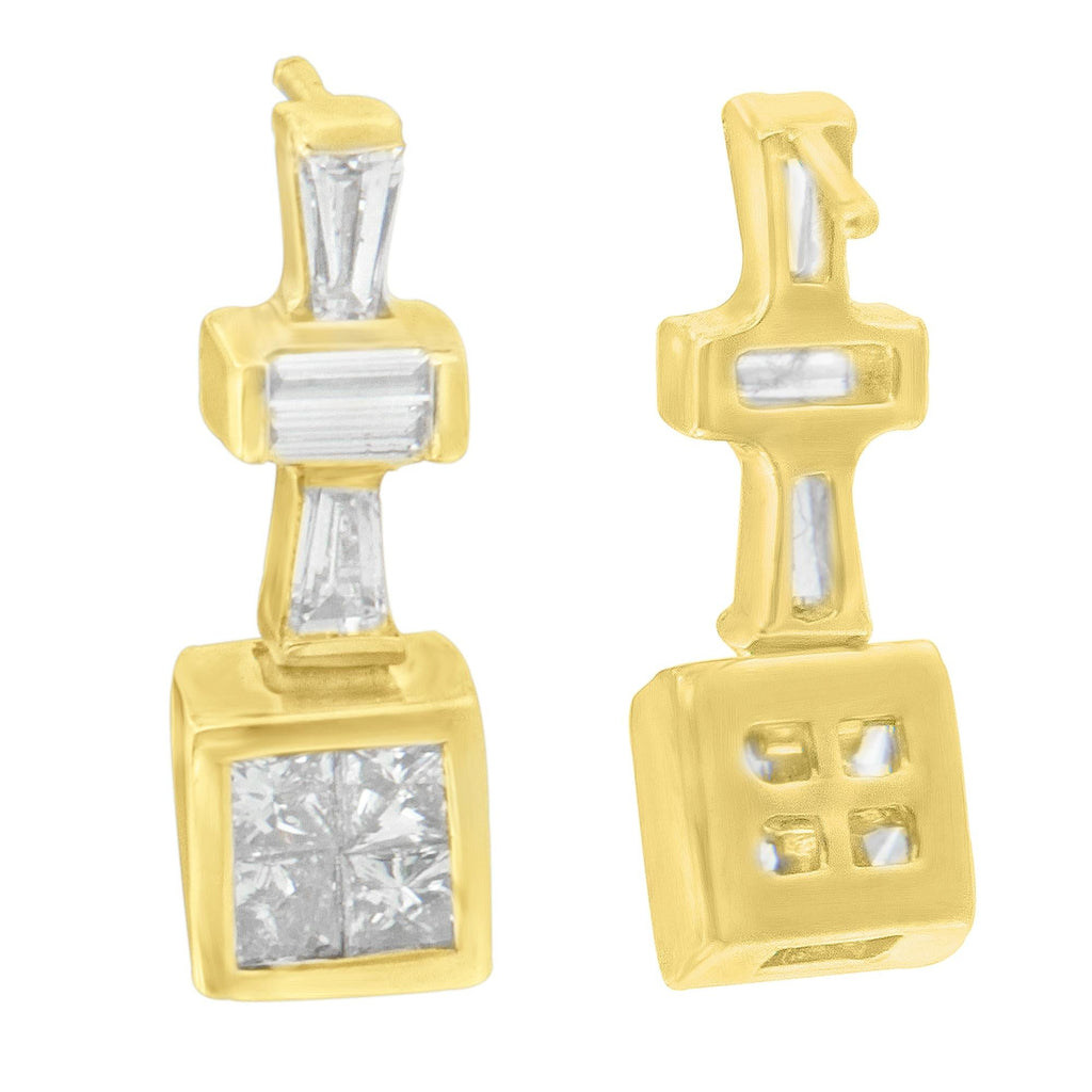 14K Yellow Gold 1/13 cttw Diamond Hoop Earrings (G - H, VS1 - VS2) - Nobiliving