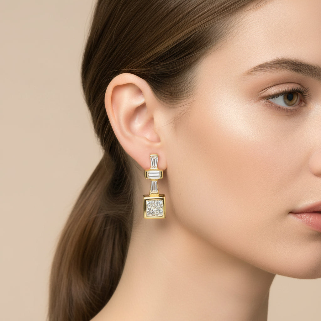 14K Yellow Gold 1/13 cttw Diamond Hoop Earrings (G - H, VS1 - VS2) - Nobiliving