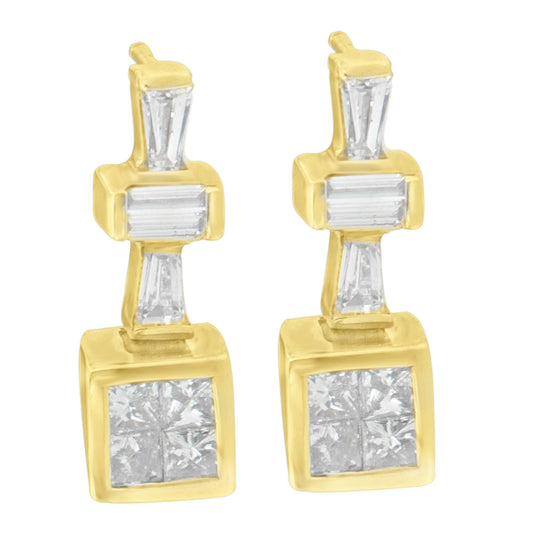 14K Yellow Gold 1/13 cttw Diamond Hoop Earrings (G - H, VS1 - VS2) - Nobiliving