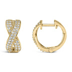 14K Yellow Gold 1/3 Cttw Diamond Criss Cross Huggie Hoop Earrings (G-H Color, SI2-I1 Clarity)