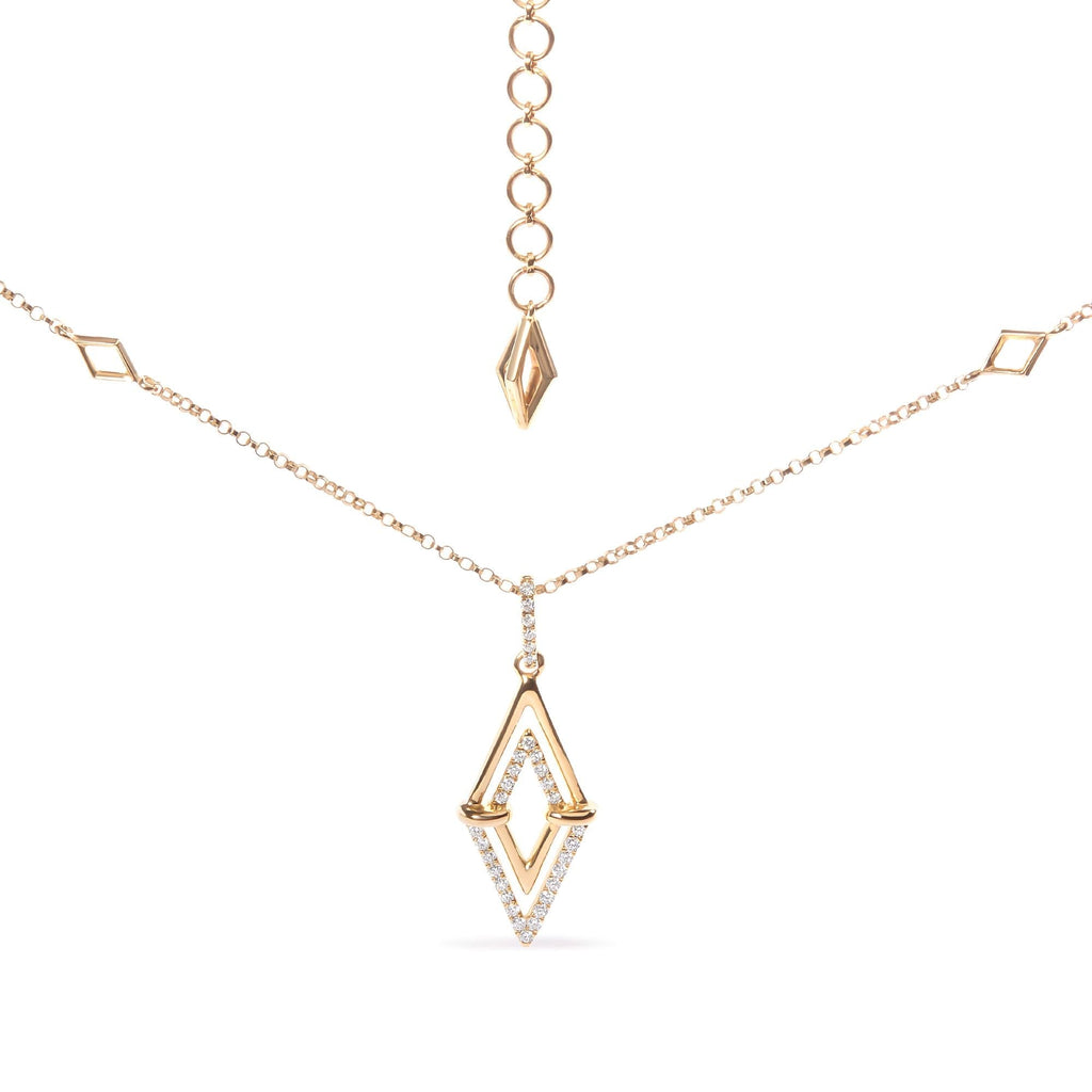 14K Yellow Gold 1/4 Cttw Diamond Double Triangle Geometric 18" Pendant Necklace (G - H Color, SI1 - SI2 Clarity) - Nobiliving