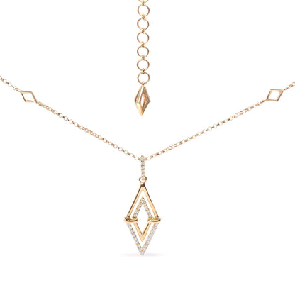 14K Yellow Gold 1/4 Cttw Diamond Double Triangle Geometric 18" Pendant Necklace (G - H Color, SI1 - SI2 Clarity) - Nobiliving