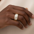 14K Yellow Gold 1ct TDW Princess & Baguette-Cut Diamond Ring