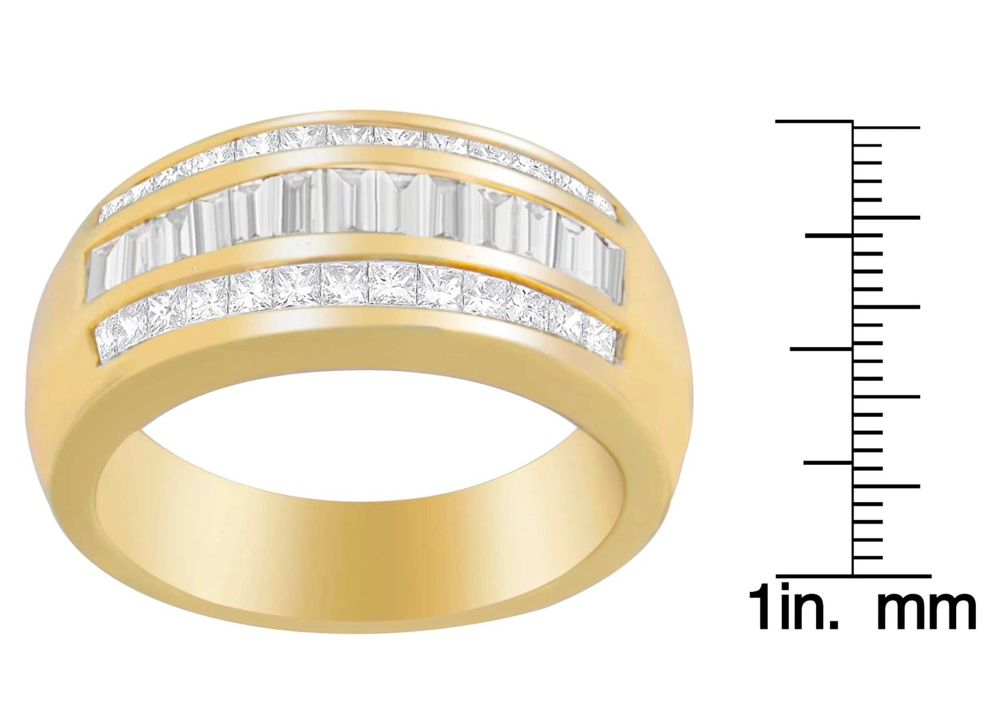 14K Yellow Gold 1ct TDW Princess & Baguette-Cut Diamond Ring