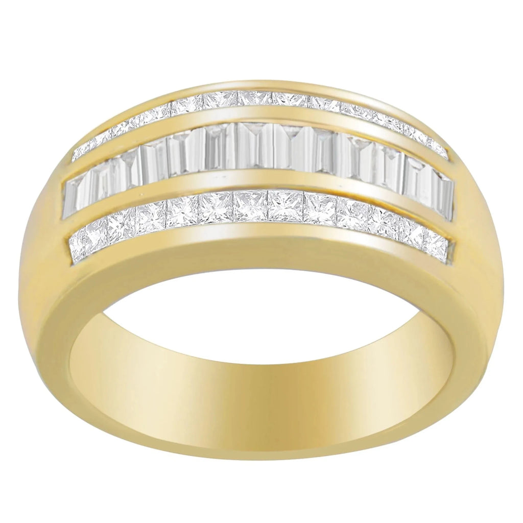 14K Yellow Gold 1ct TDW Princess & Baguette-Cut Diamond Ring
