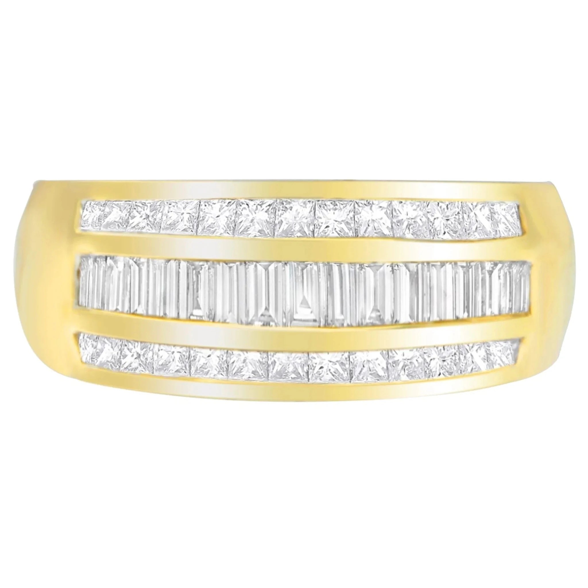 14K Yellow Gold 1ct TDW Princess & Baguette-Cut Diamond Ring