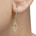 14K Yellow Gold 3/8 Cttw Double Triangle Drop and Dangle Diamond Earrings