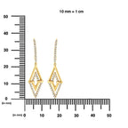 14K Yellow Gold 3/8 Cttw Double Triangle Drop and Dangle Diamond Earrings