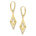 14K Yellow Gold 3/8 Cttw Double Triangle Drop and Dangle Diamond Earrings