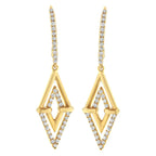 14K Yellow Gold 3/8 Cttw Double Triangle Drop and Dangle Diamond Earrings