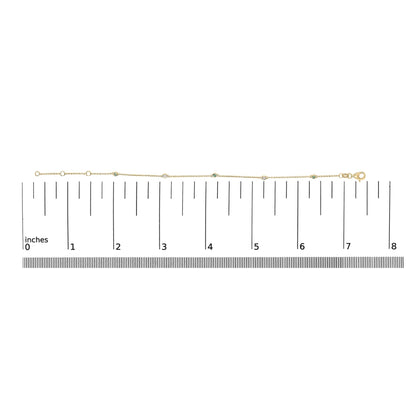 14K Yellow Gold Alternating Green Emerald and Diamond Bezel Station Chain Bracelet - Nobiliving