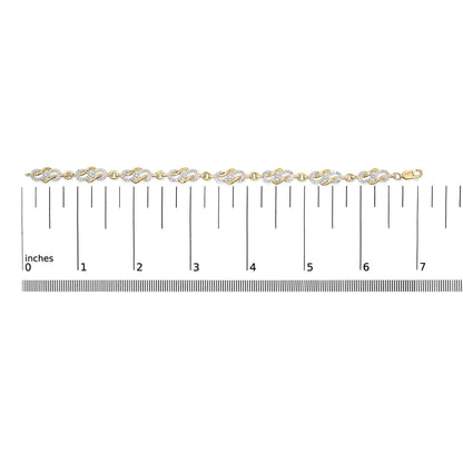 14K Yellow Gold Plated .925 Sterling Silver 1.0 Cttw Diamond Infinity Loop and Swirl Link Bracelet - Nobiliving
