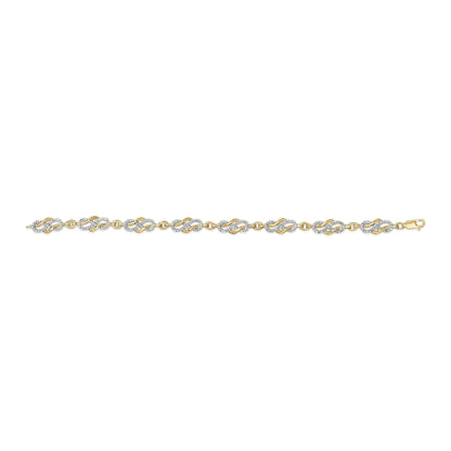 14K Yellow Gold Plated .925 Sterling Silver 1.0 Cttw Diamond Infinity Loop and Swirl Link Bracelet - Nobiliving