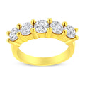 14K Yellow Gold Plated .925 Sterling Silver 2.0 Cttw Shared Prong Set Diamond 5 Stone Wedding Band Ring - Nobiliving
