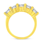 14K Yellow Gold Plated .925 Sterling Silver 2.0 Cttw Shared Prong Set Diamond 5 Stone Wedding Band Ring - Nobiliving