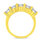 14K Gold Plated .925 Sterling Silver 2.0 Cttw Shared Prong Set Diamond 5 Stone Wedding Band Ring