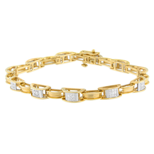 14K Yellow Gold Princess Cut Diamond Chain Link Bracelet (1.00 cttw, H - I Color, SI1 - SI2 Clarity) - Nobiliving