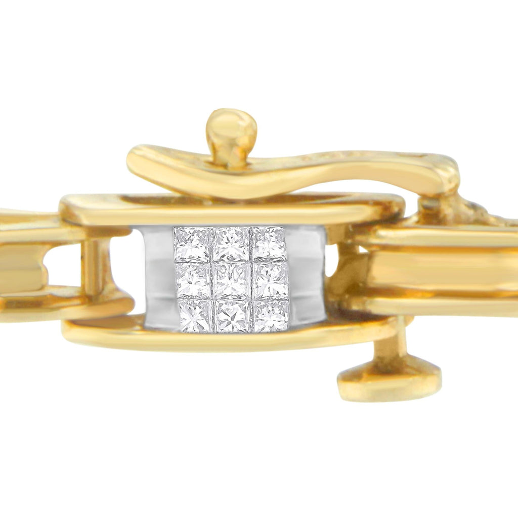 14K Yellow Gold Princess Cut Diamond Chain Link Bracelet (1.00 cttw, H - I Color, SI1 - SI2 Clarity) - Nobiliving