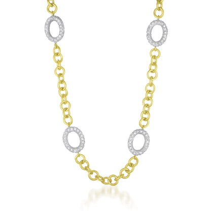 Sterling Silver Mini Clear Cubic Zirconia Necklace-spring ring clasp