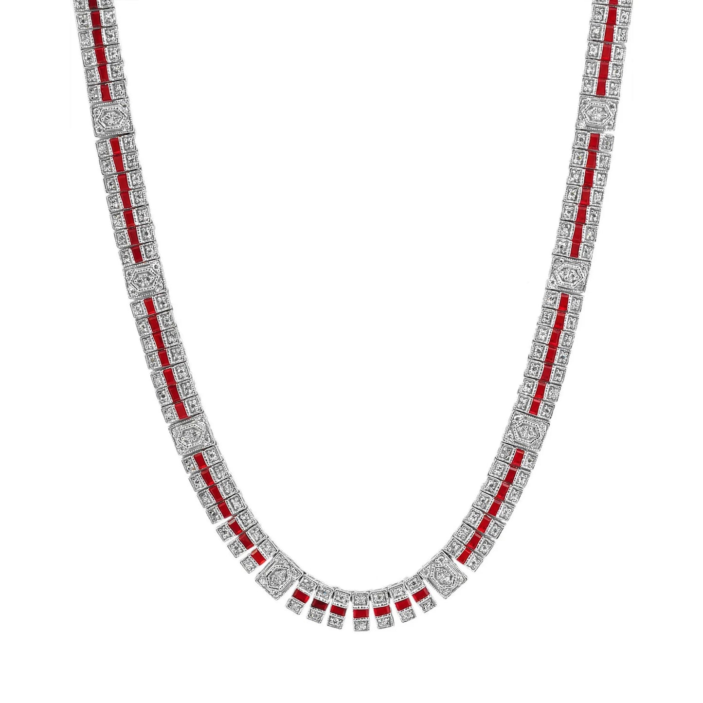 Deep Red Cubic Zirconia Stripe Necklace