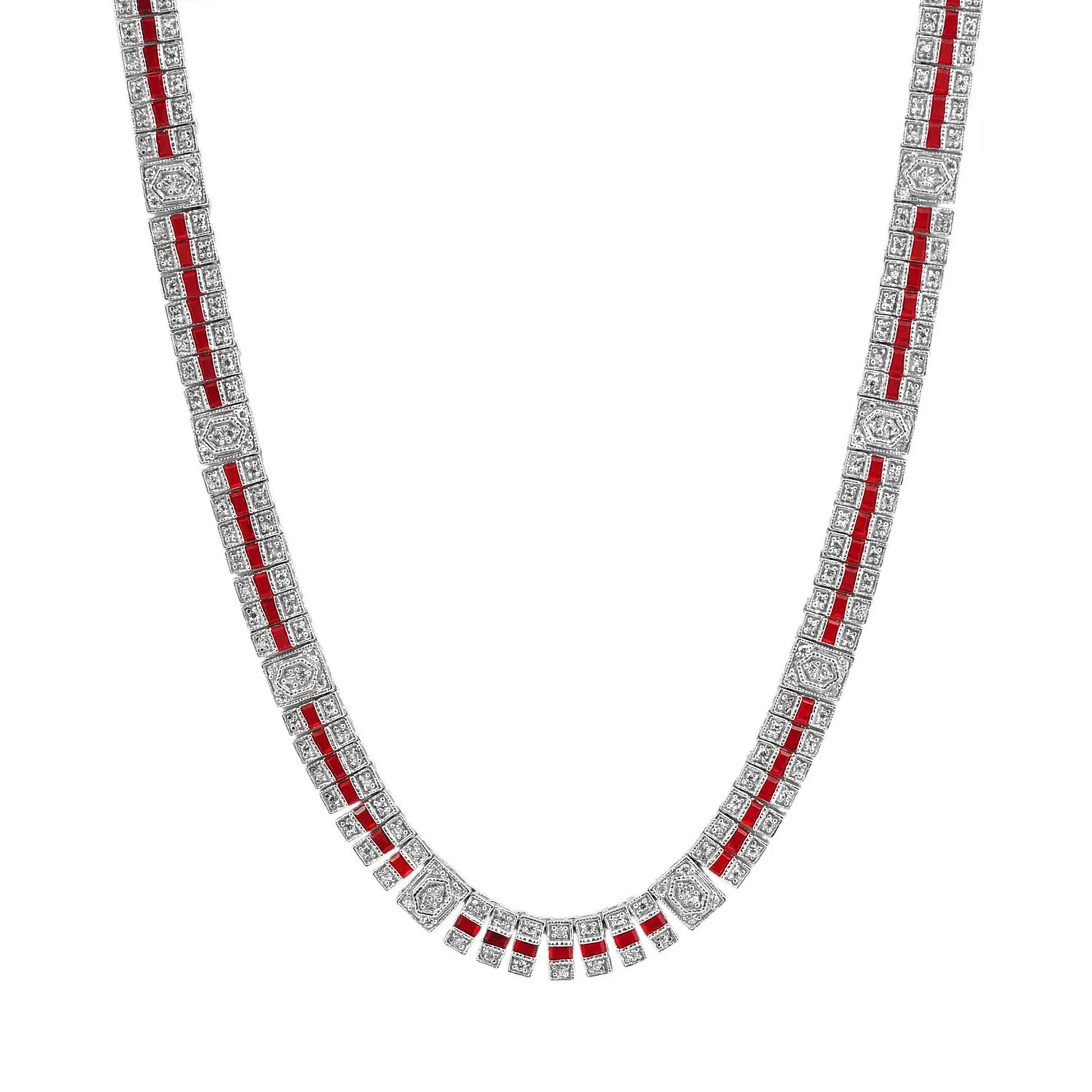 Deep Red Cubic Zirconia Stripe Necklace