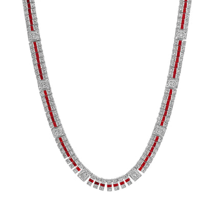 Deep Red Cubic Zirconia Stripe Necklace